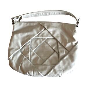 Vintage Italian Leather Coccinelle Womens Hobo Handbag White Large